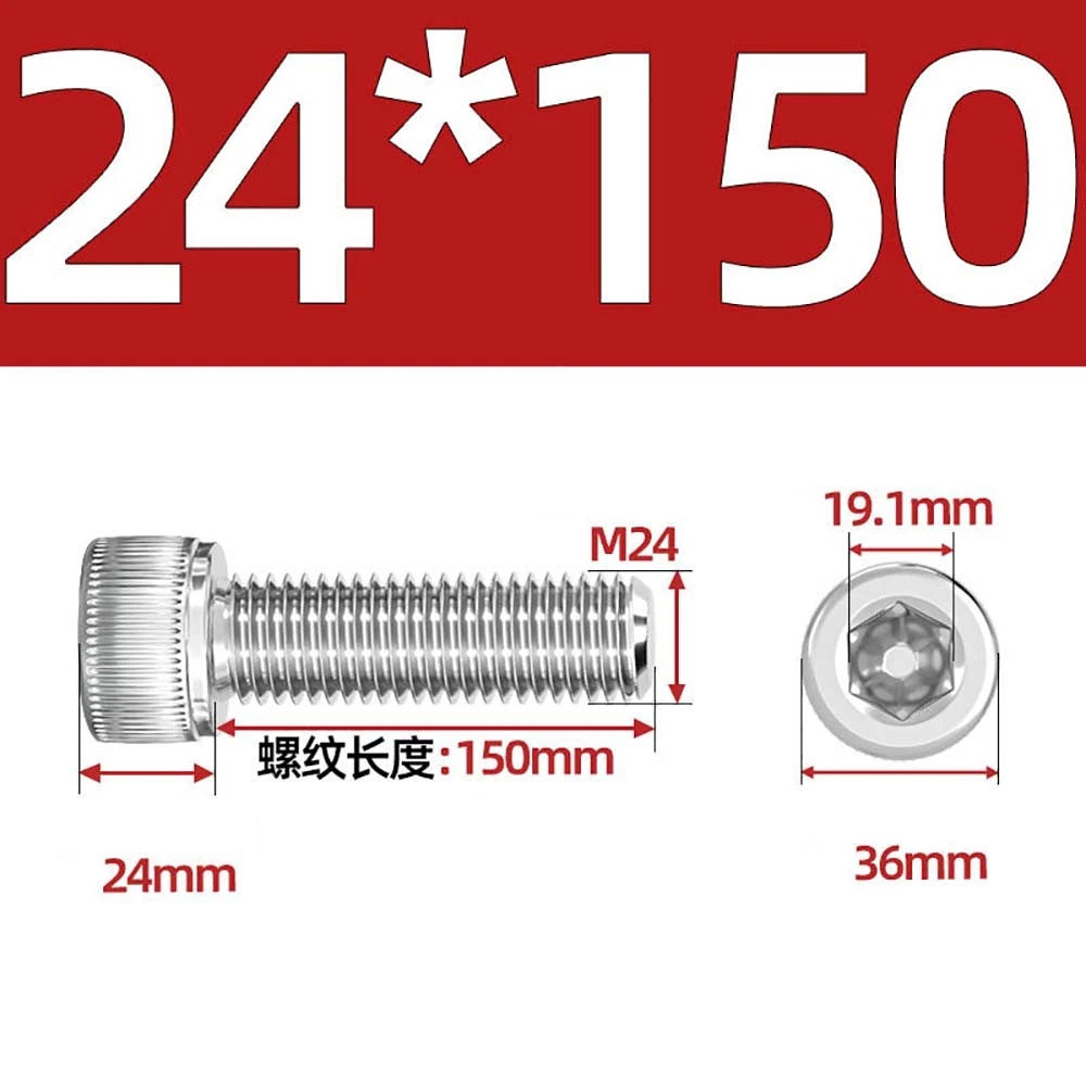 Socket Head Cap Screws – A2 Stainless Steel, M6 to M24, Hex Drive (DIN 912)