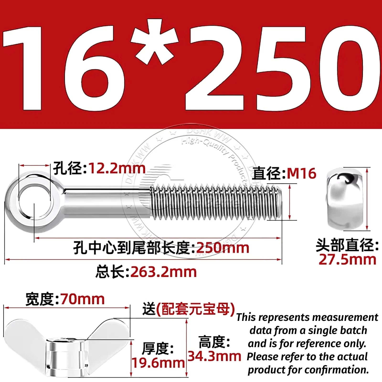 Eye Bolts with Nut — Forged Stainless Steel Threaded Ring Hanging Screws