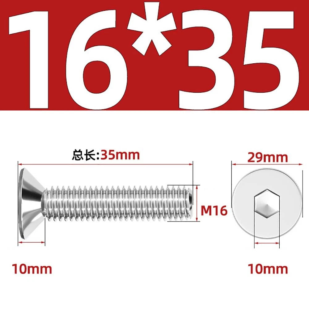 Countersunk Hex Socket Screws – A2 Stainless Steel, M2 to M16, DIN 7991, Fully Threaded