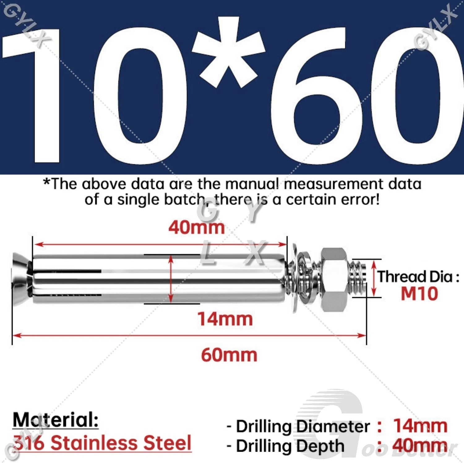 Concrete Expansion Bolts Wall Anchor Screws — M6 to M20 | Stainless Steel & Zinc Plated