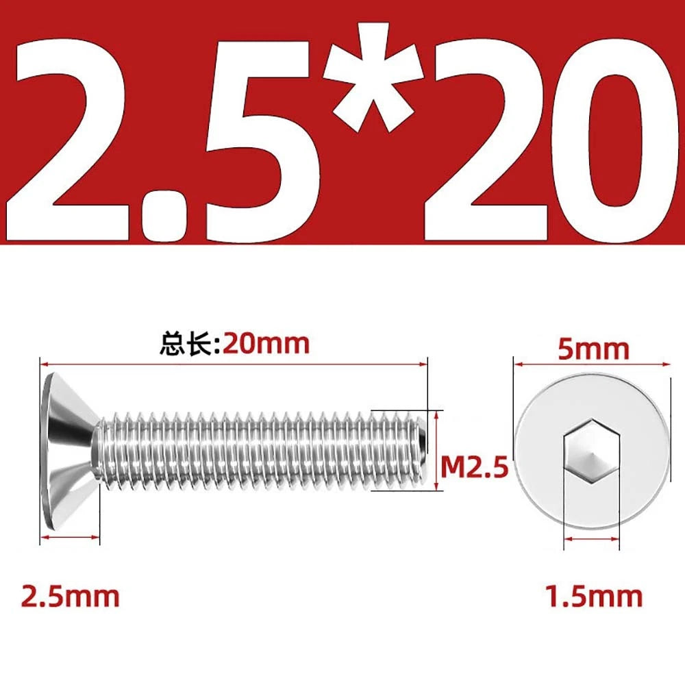 Countersunk Hex Socket Screws – A2 Stainless Steel, M2 to M16, DIN 7991, Fully Threaded