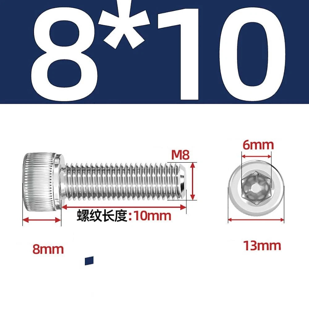 Socket Head Cap Screws – A2 Stainless Steel, M6 to M24, Hex Drive (DIN 912)