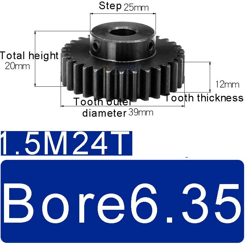 1.5Mod 45# Steel Spur Gears 10-150T Pinion Gear With Step Motor Gear Bore 5-25mm