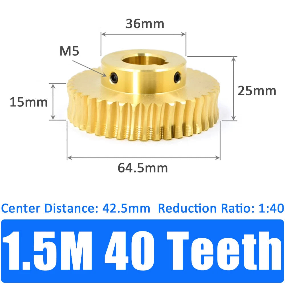 0.5/0.8/1/1.5 Module, 20 to 60 Teeth, Brass Worm Wheel Gear Shaft Hole 4mm-12mm
