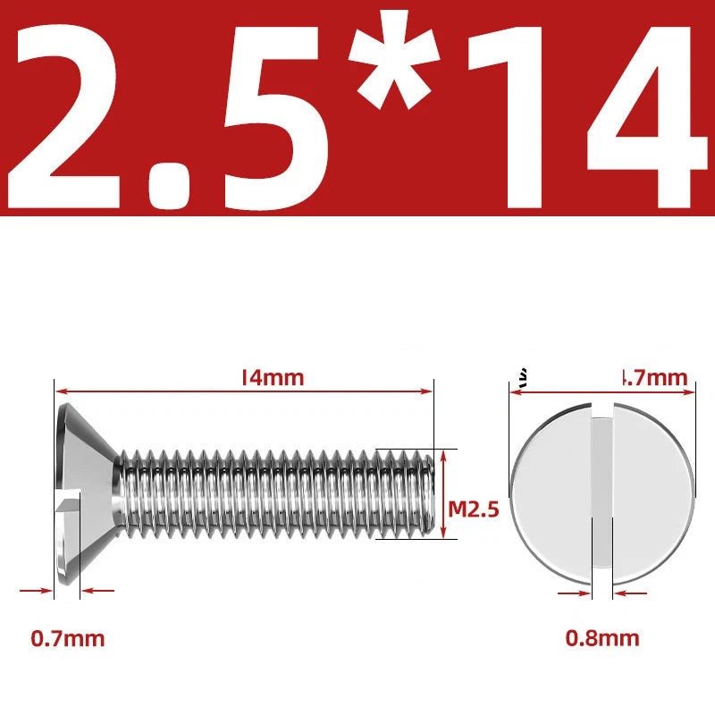 A2 Stainless Steel Slotted Countersunk Machine Screws — M1.6 to M10, Flat Head CSK Bolts - HomeDIYer