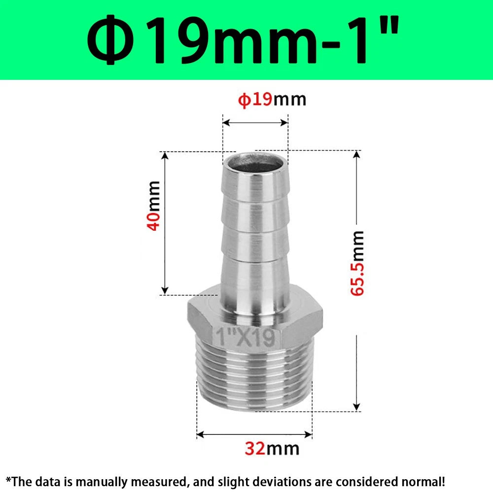 Male NPT Hose Barb Adapter Fittings – 316L Stainless Steel