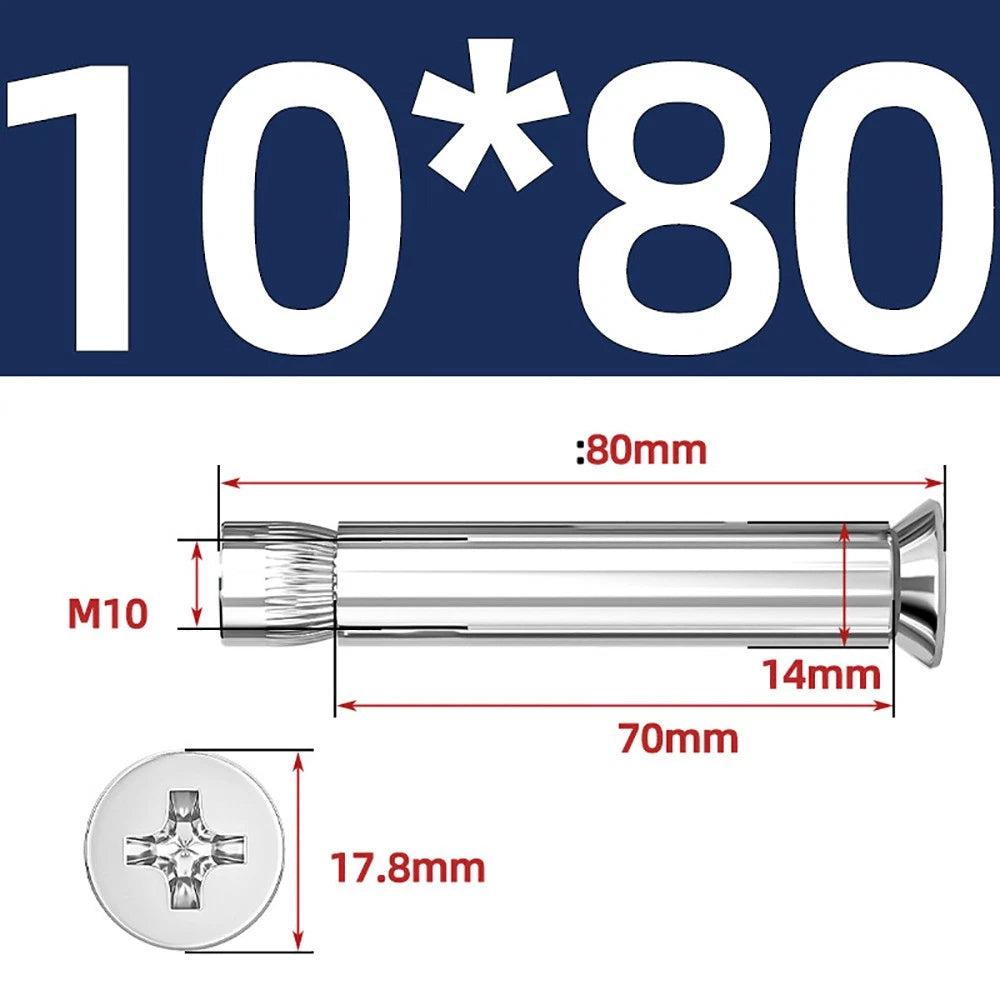 Sleeve Anchor Countersunk Phillips Expansion Bolts M6–M12 | 304/201 SS & Zinc