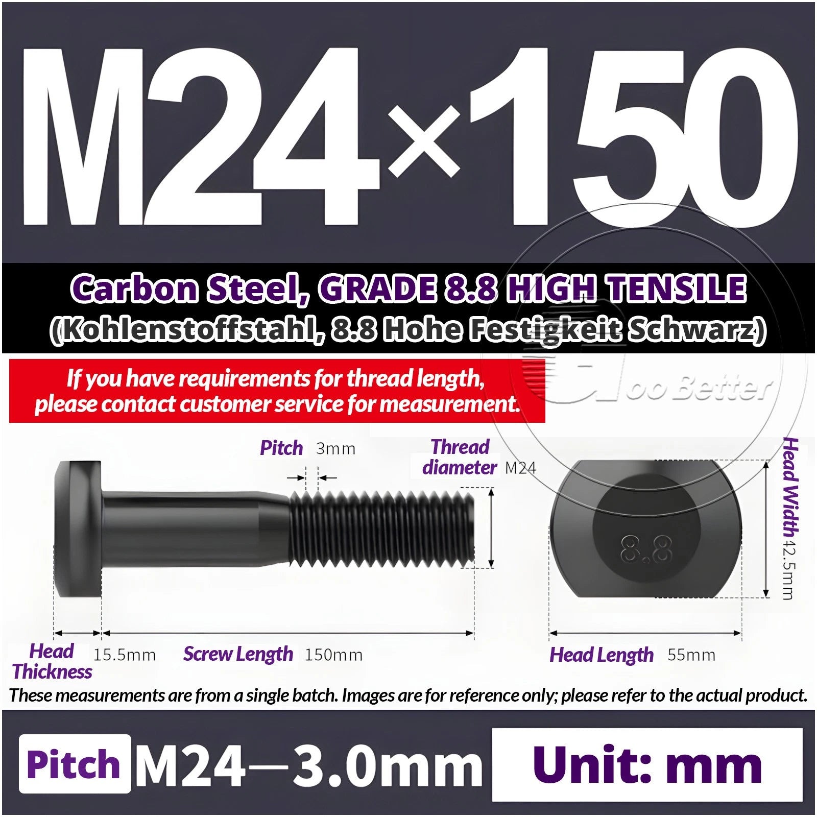 T-Slot Bolts M22 - M42 T Track Bolts 70mm to 500mm Long GRADE 8.8 HIGH TENSILE