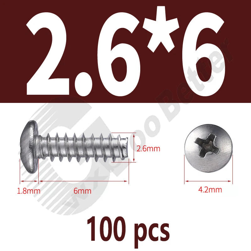 Pan Head Sheet Metal Screws Metric M1~M6 A2 Stainless Steel Sheet Metal Screws