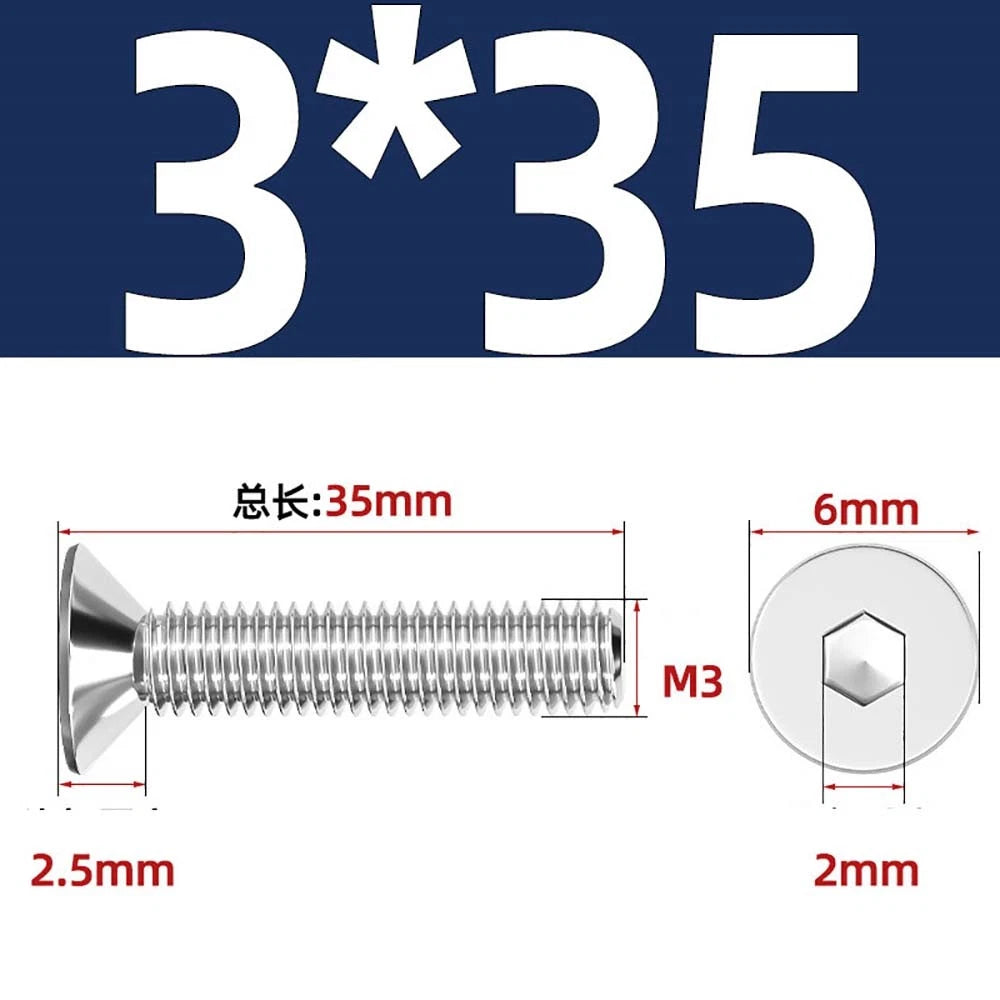 A4 Stainless Steel Countersunk Hex Socket Screws – Marine Grade, M2 to M16 (DIN 7991)