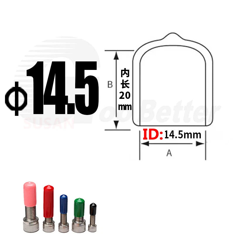 PVC End Caps for Screws, Bolts, Rods & Tubes – Thread Cover Protector, Cable Insulation Caps (1.3mm – 90mm, Black, 15-50mm Lengths)