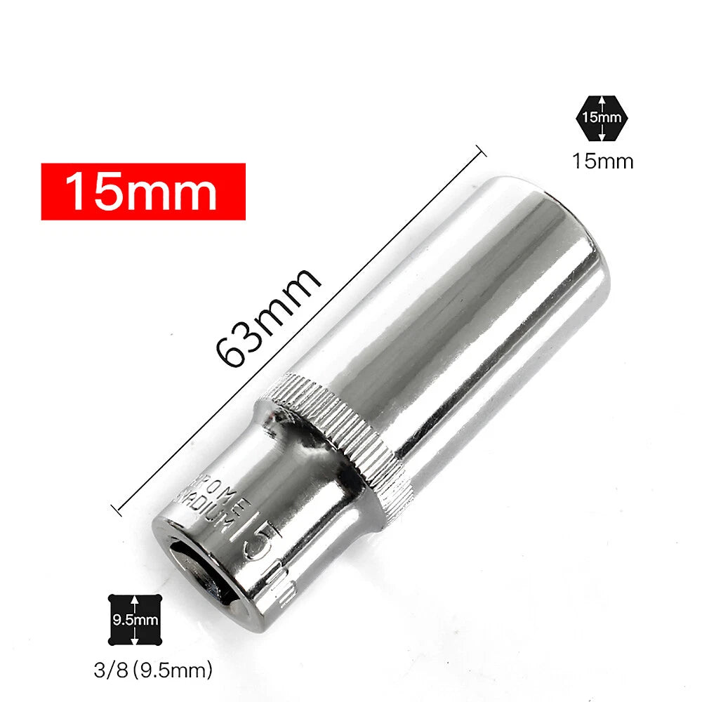 3/8" 6mm-24mm Hex Socket Drive Screwdriver Drill Set Ratchet Wrench Adapter Rod