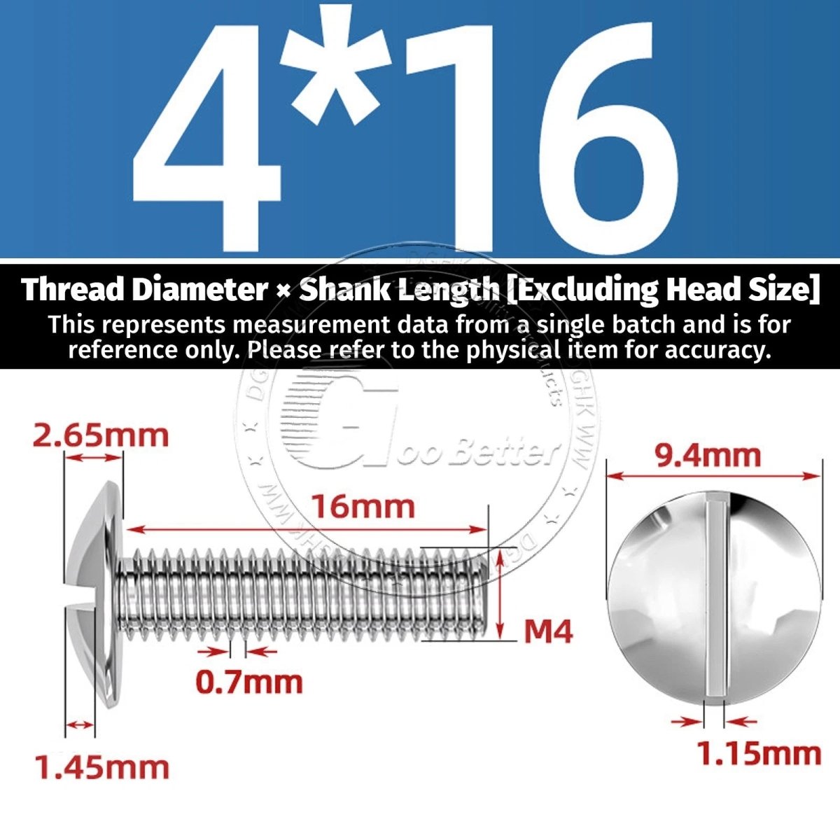 A2 Stainless Steel Mushroom Head Slotted Machine Screws — M2 to M8, Multiple Lengths - HomeDIYer