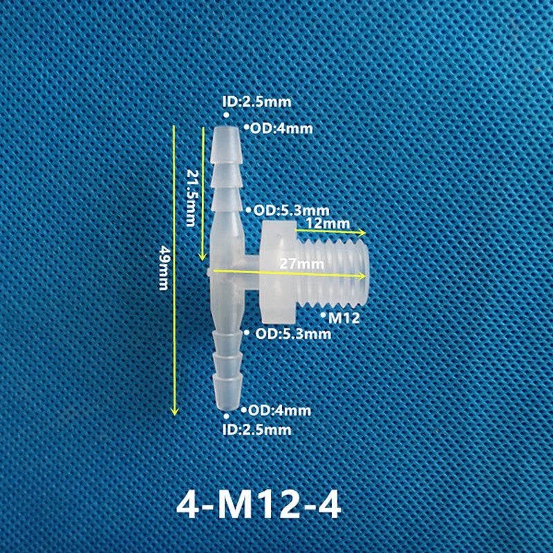 Plastic Male Thread 3-Way Hose Barb Connector — BSP & Metric, Equal Diameter