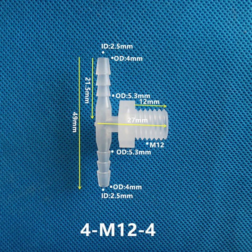 Plastic T Joiner Barbed X Male Thread Hose Connector Pipe Fittings Air Water