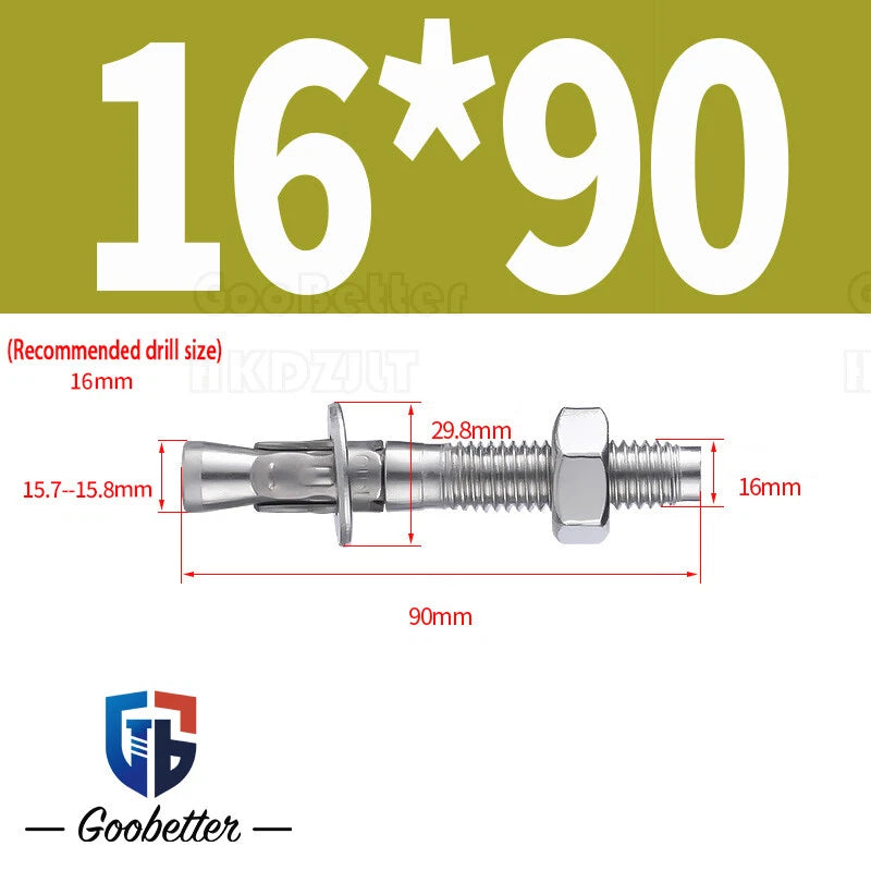 Stainless Steel Through Anchor Bolts — M6 M8 M10 M12 M16 Expansion Bolt