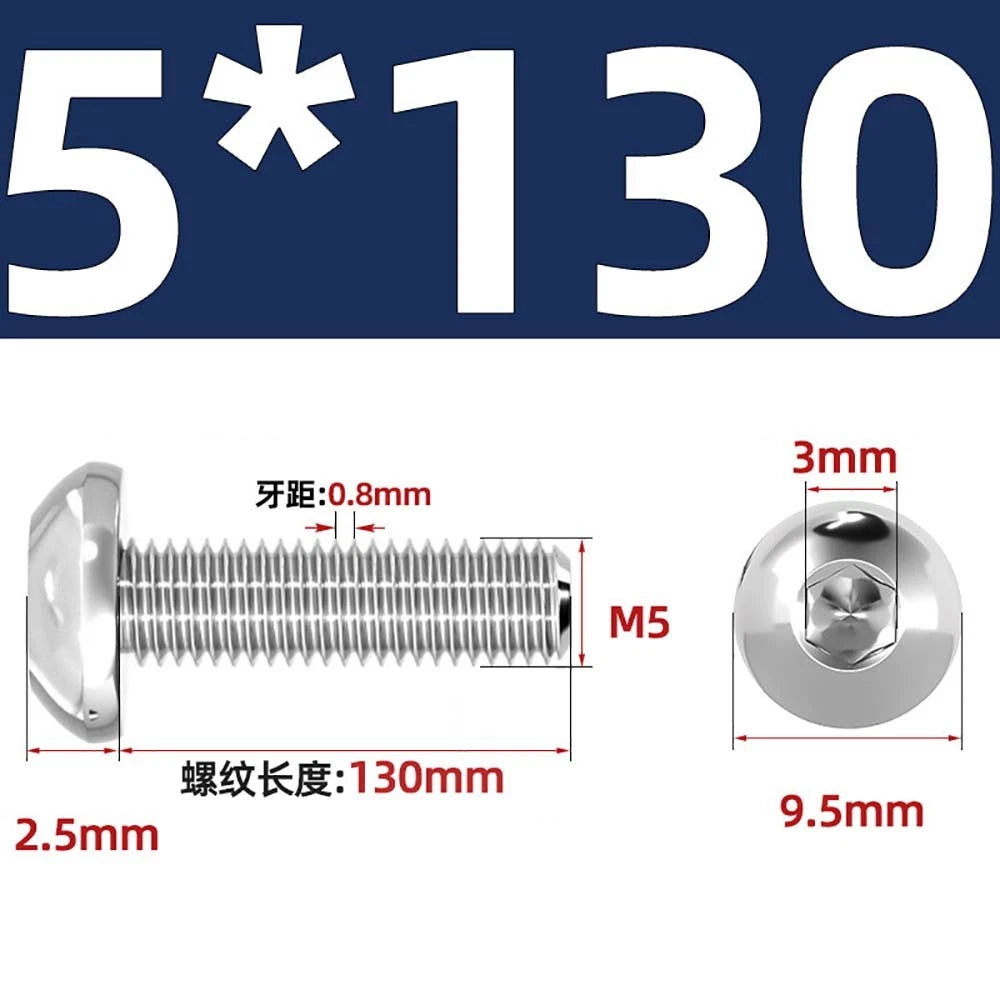 M1.6–M5 A2 Stainless Steel Button Head Socket Cap Screws – Round Pan Head, Hex Drive, Fully Threaded