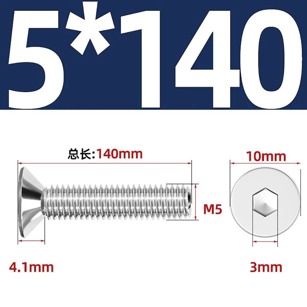 Countersunk Hex Socket Screws – A2 Stainless Steel, M2 to M16, DIN 7991, Fully Threaded