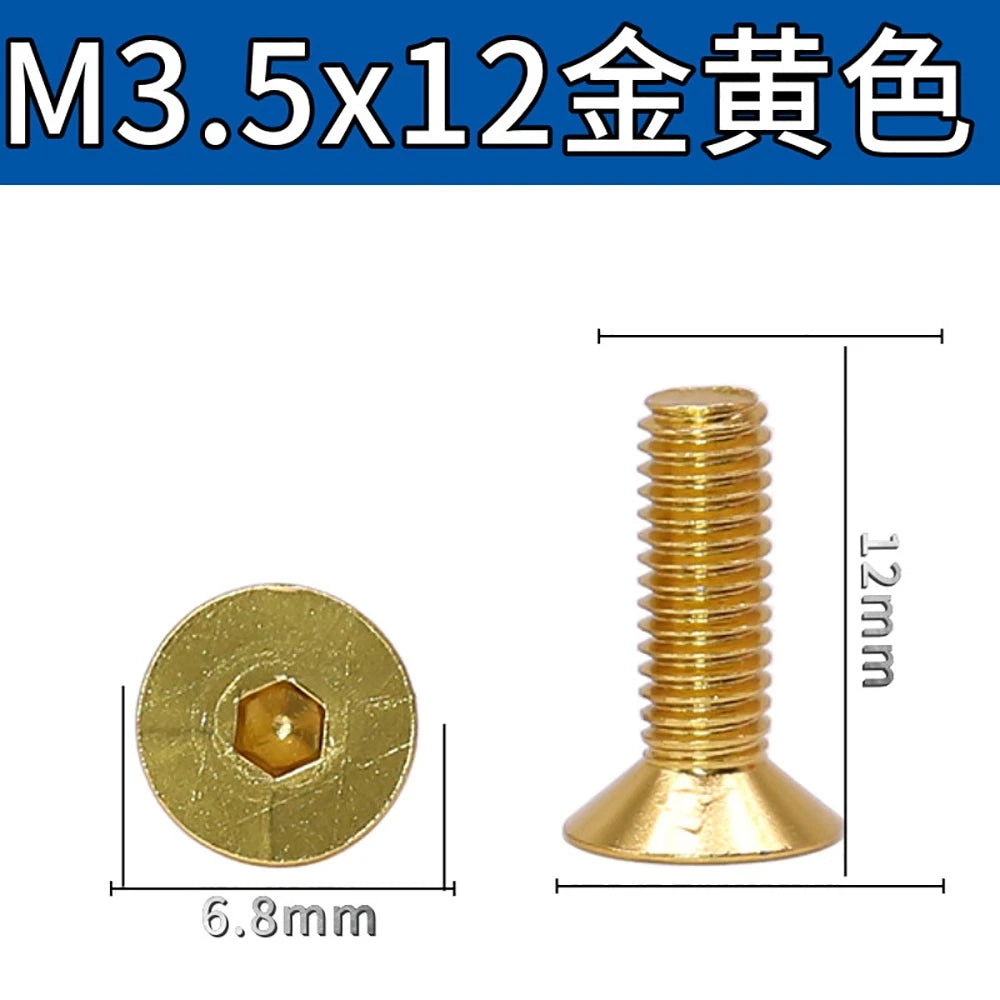 M3.5 / M4 Countersunk Hex Socket Screws — Anodized Aluminum Alloy, 10 Colors