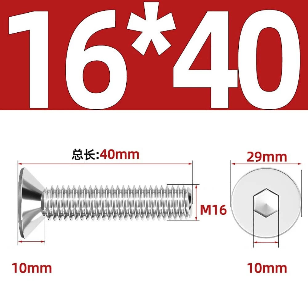 Countersunk Hex Socket Screws – A2 Stainless Steel, M2 to M16, DIN 7991, Fully Threaded