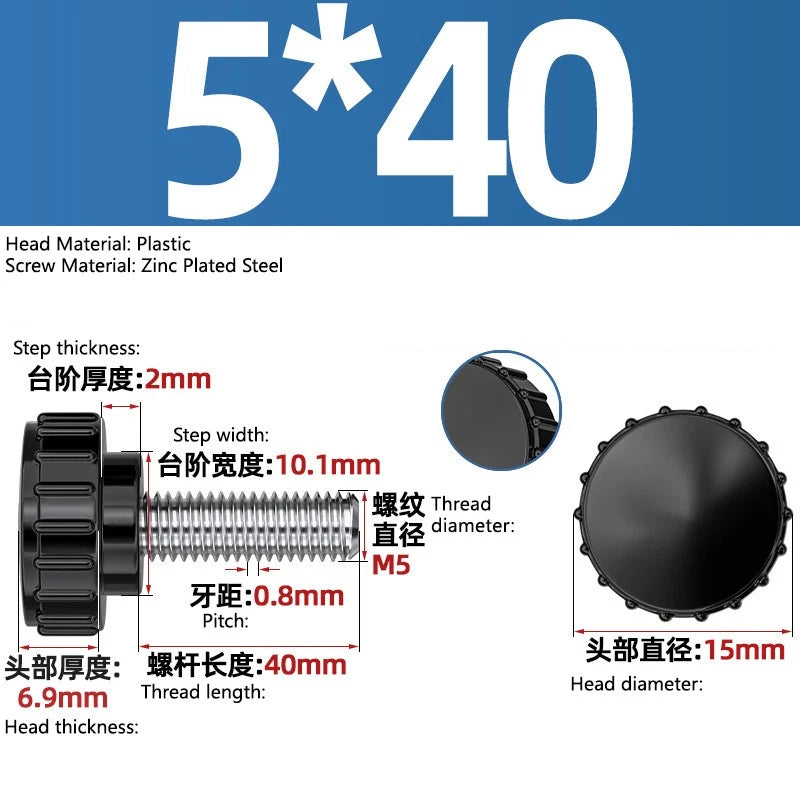 M3-M8 A2/304 Stainless Steel Plastic Knob Thumb Screws Hand Twist DIY Machinery