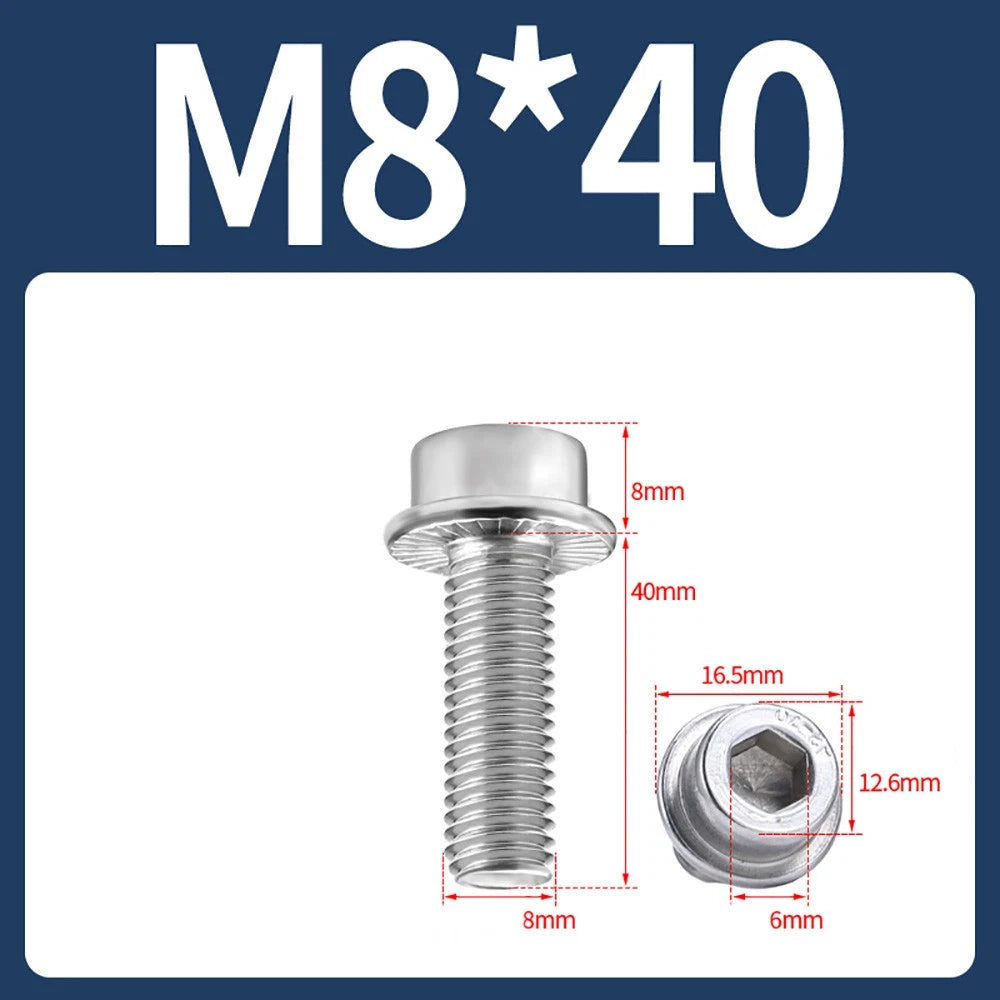 M5–M12 Flange Cap Head Hex Socket Screws – 304 Stainless Steel, Fully Threaded (8–60mm)