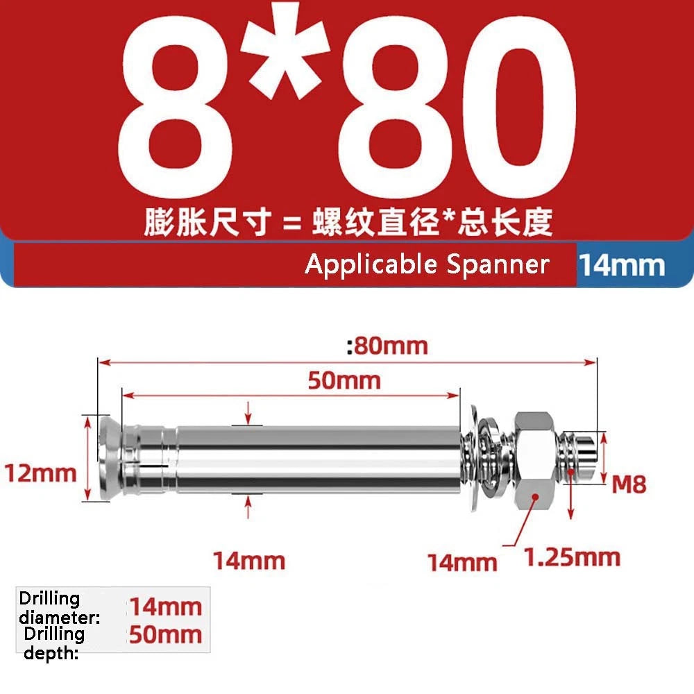 Stainless Steel Expansion Anchor Bolts — M8 to M20, 201 & 304, A/B Type