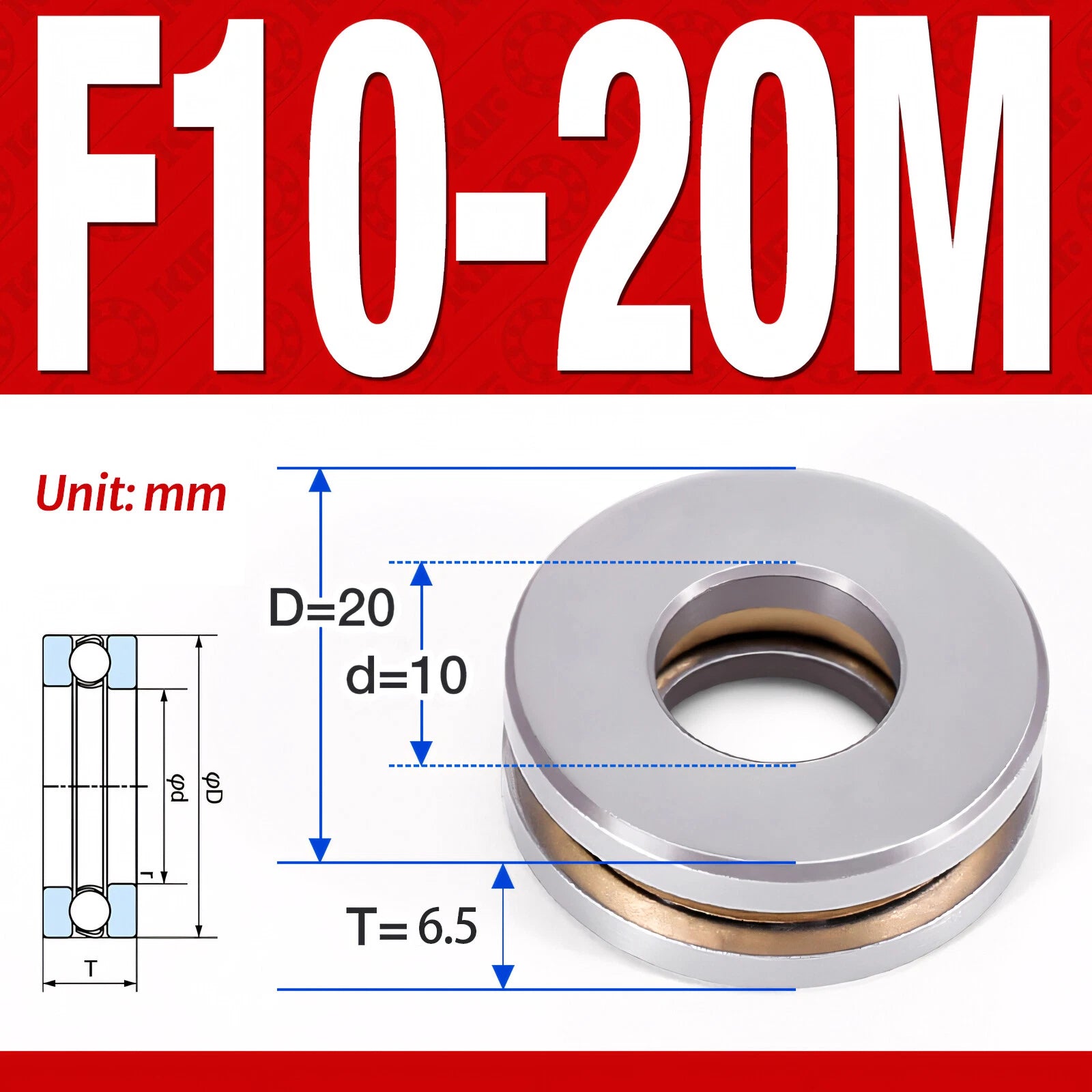 Plane Axial Ball Bearing Thrust Bearings F2-6M - F13-22M- 51100 - 51413 Series