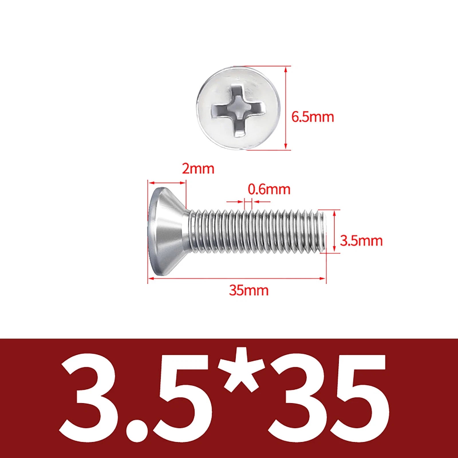 M3–M10 Phillips Countersunk Machine Screws – A2 Stainless Steel, Flat Head, Fully Threaded (3–100mm Overall Length)