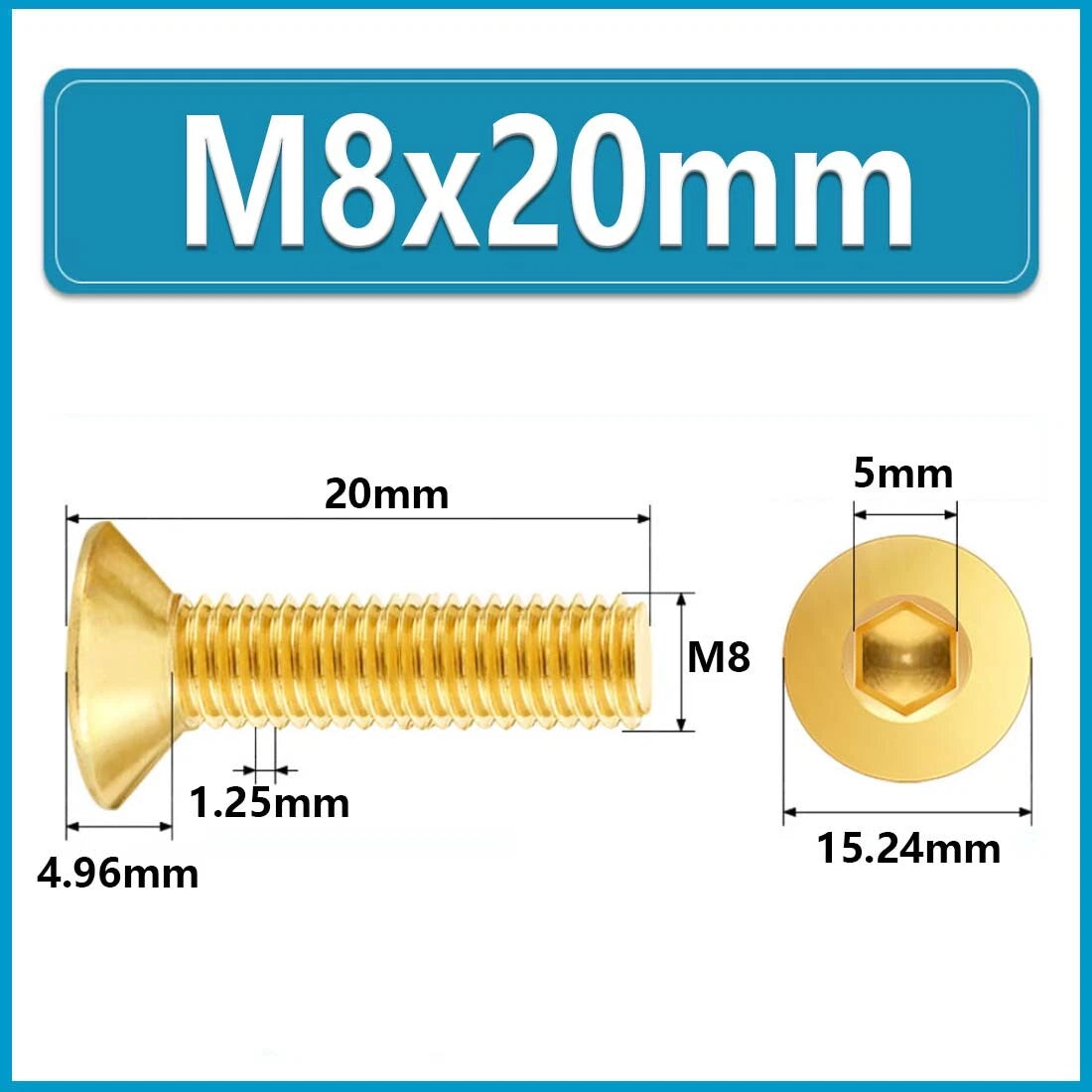 Solid Brass Hex Socket Countersunk Machine Screws – M3 to M12, Allen Drive, Flat Head (8–50mm)