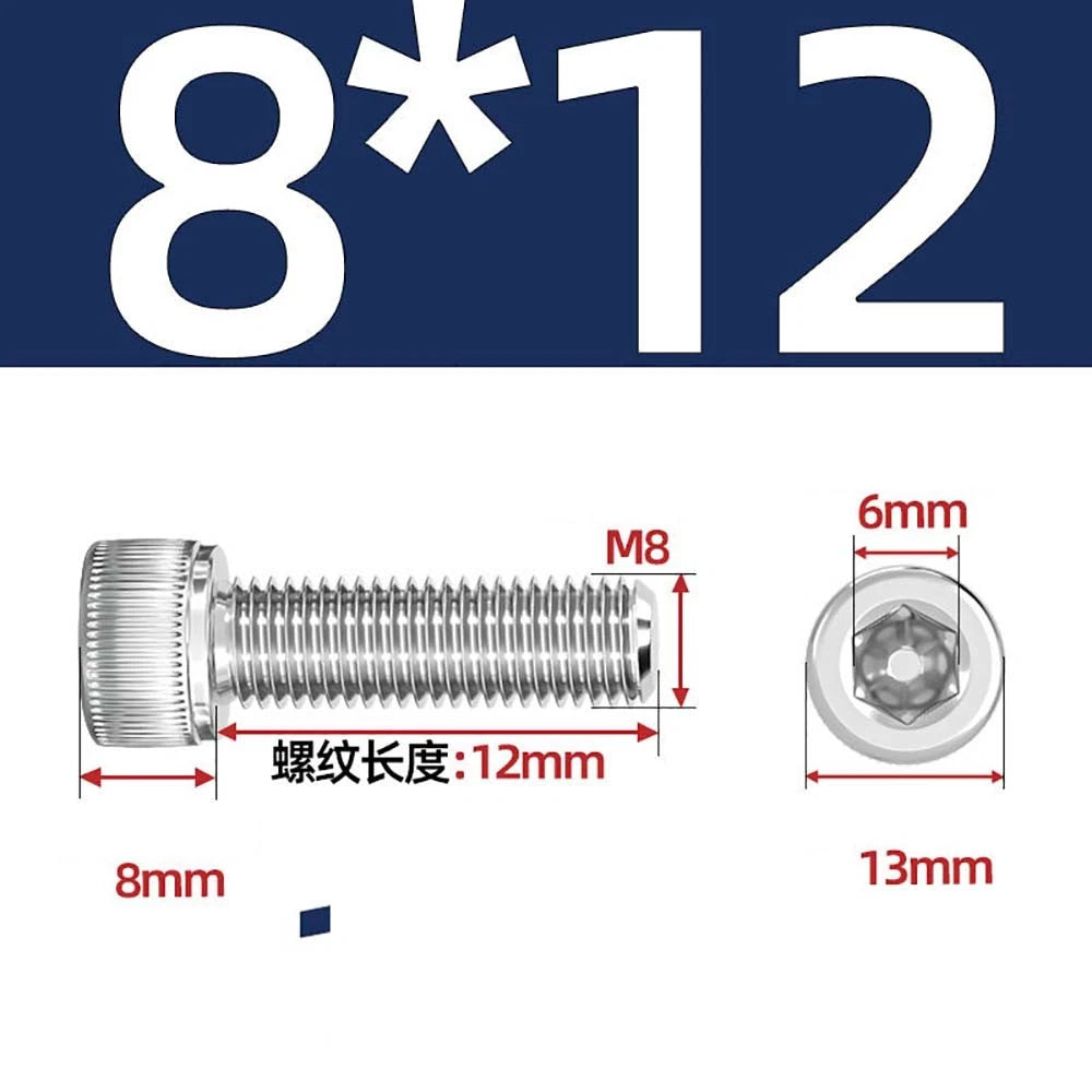 Socket Head Cap Screws – A2 Stainless Steel, M6 to M24, Hex Drive (DIN 912)