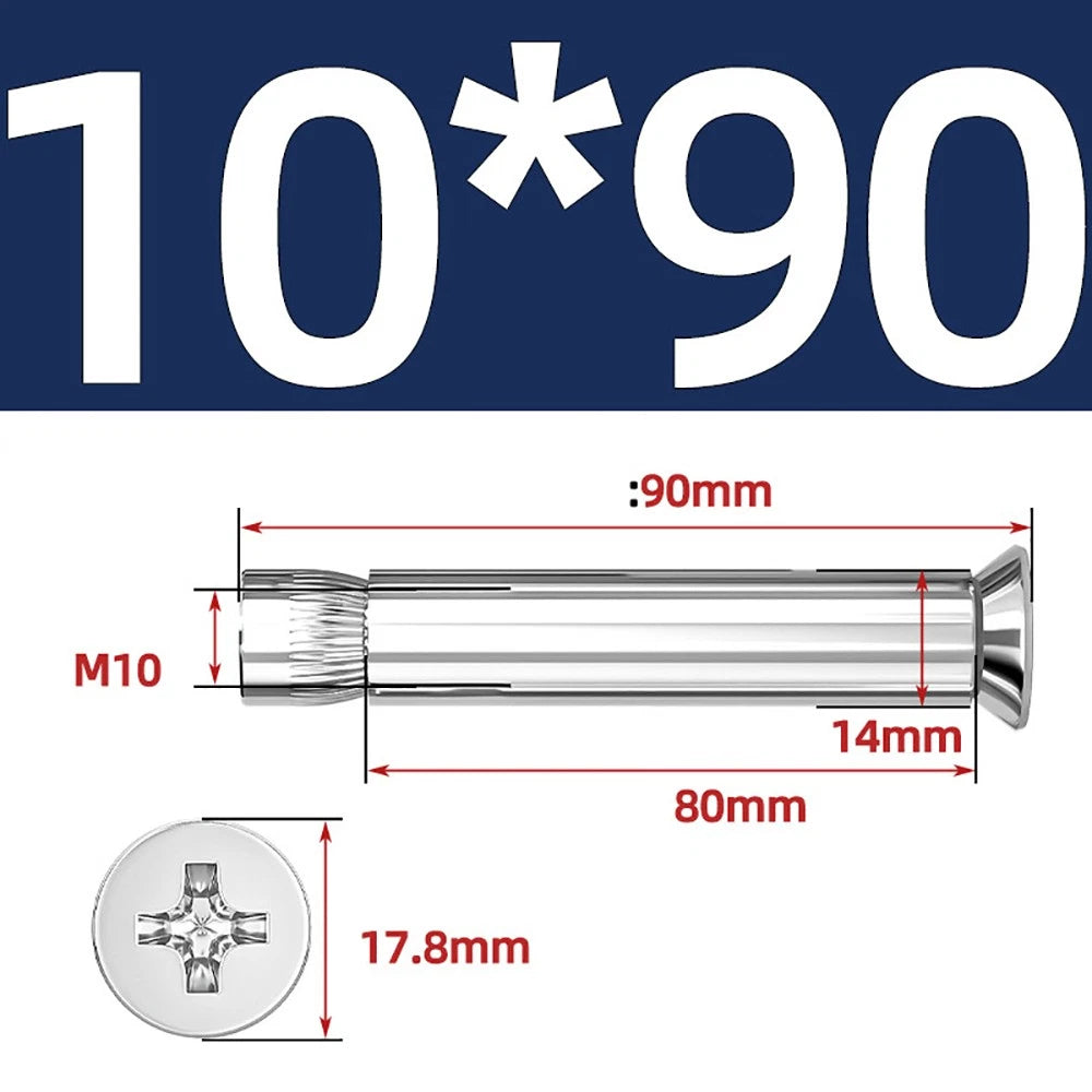 Sleeve Anchor Countersunk Phillips Expansion Bolts M6–M12 | 304/201 SS & Zinc