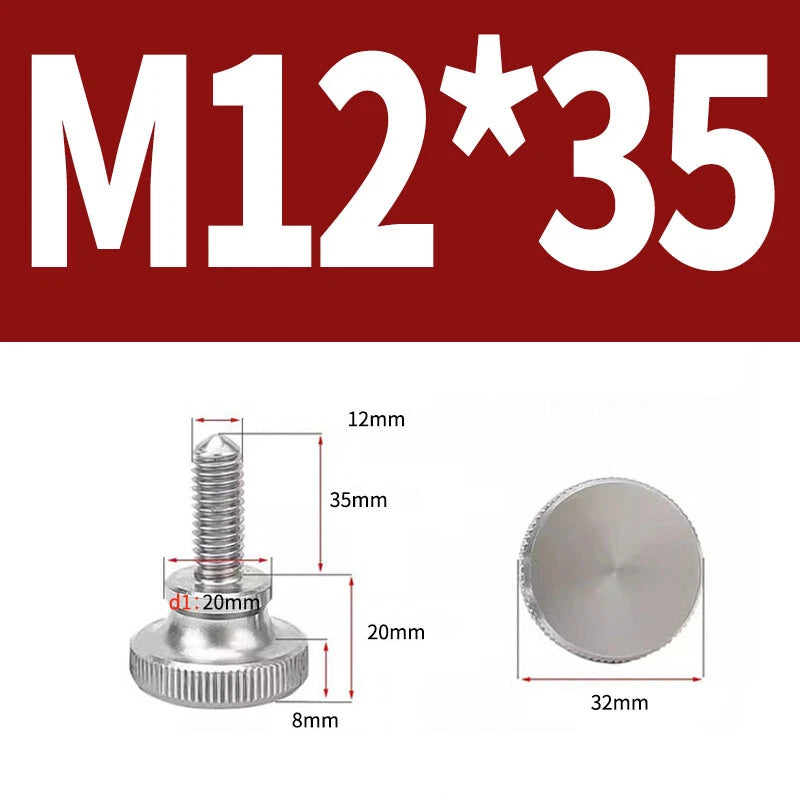 Knurled Thumb Screws Flat Round Head Grip Knob Adjustment Stainless Steel M8 M10