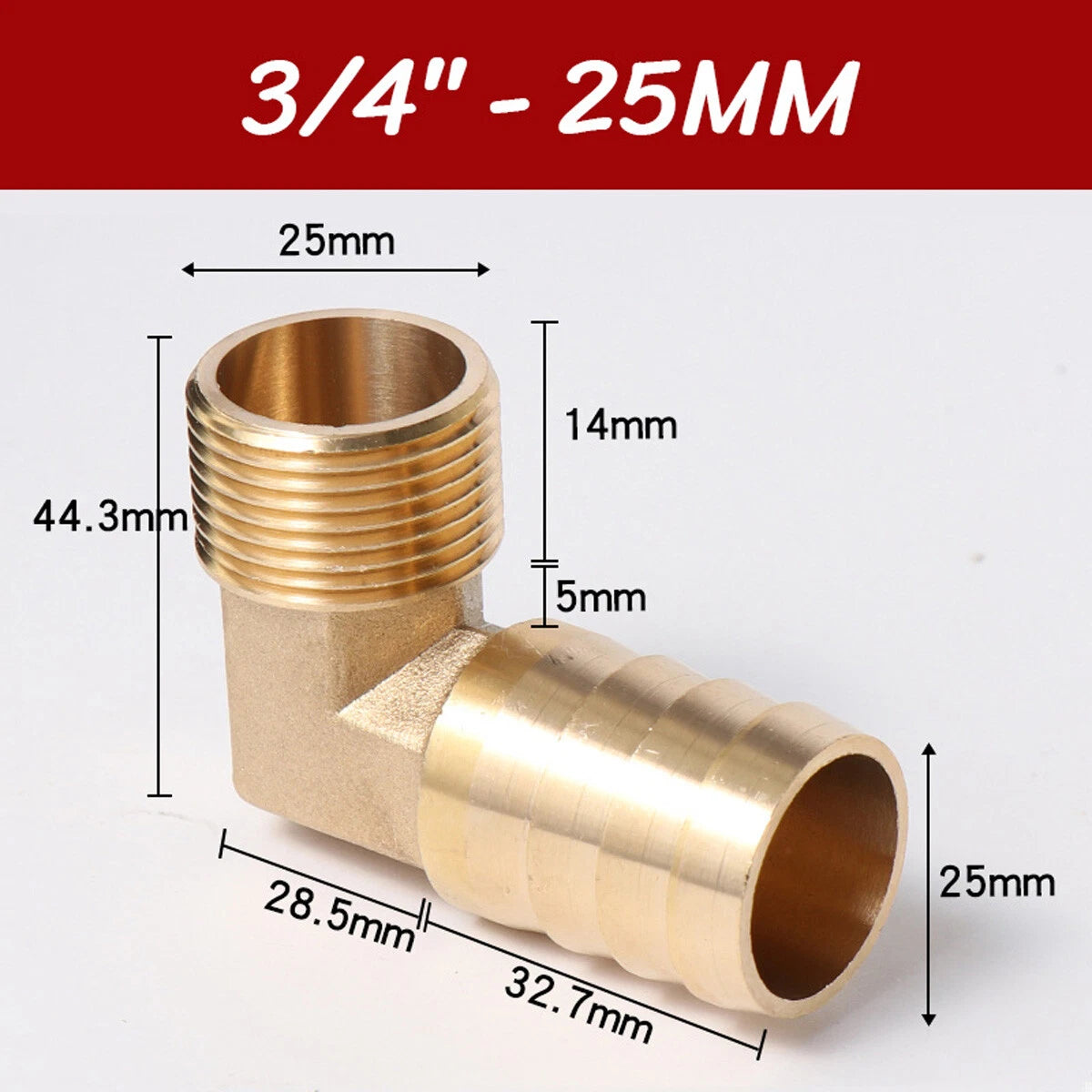 Brass 90° Elbow Barbed Hose Tail Fitting — Male & Female NPT Thread, Air Water