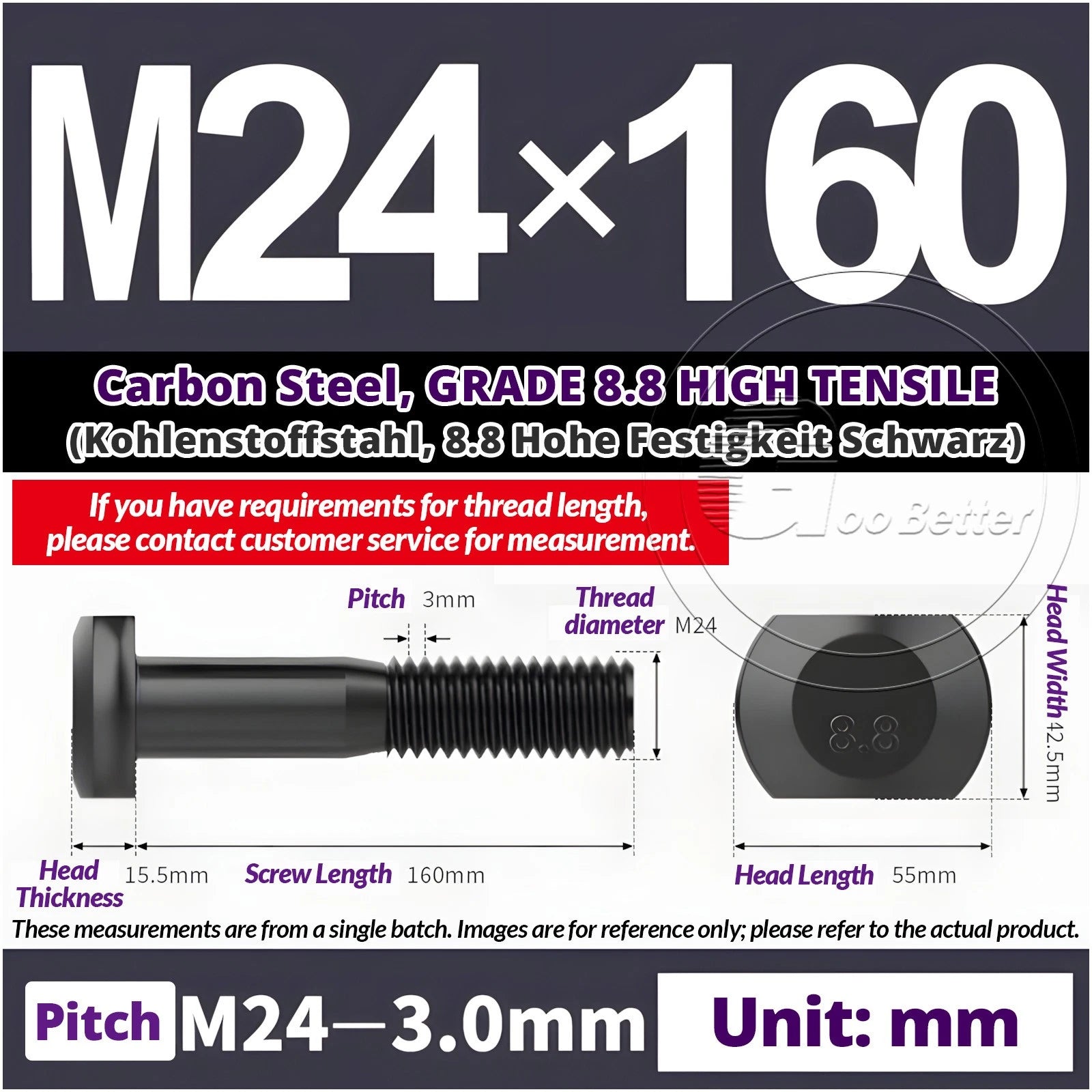 T-Slot Bolts M22 - M42 T Track Bolts 70mm to 500mm Long GRADE 8.8 HIGH TENSILE