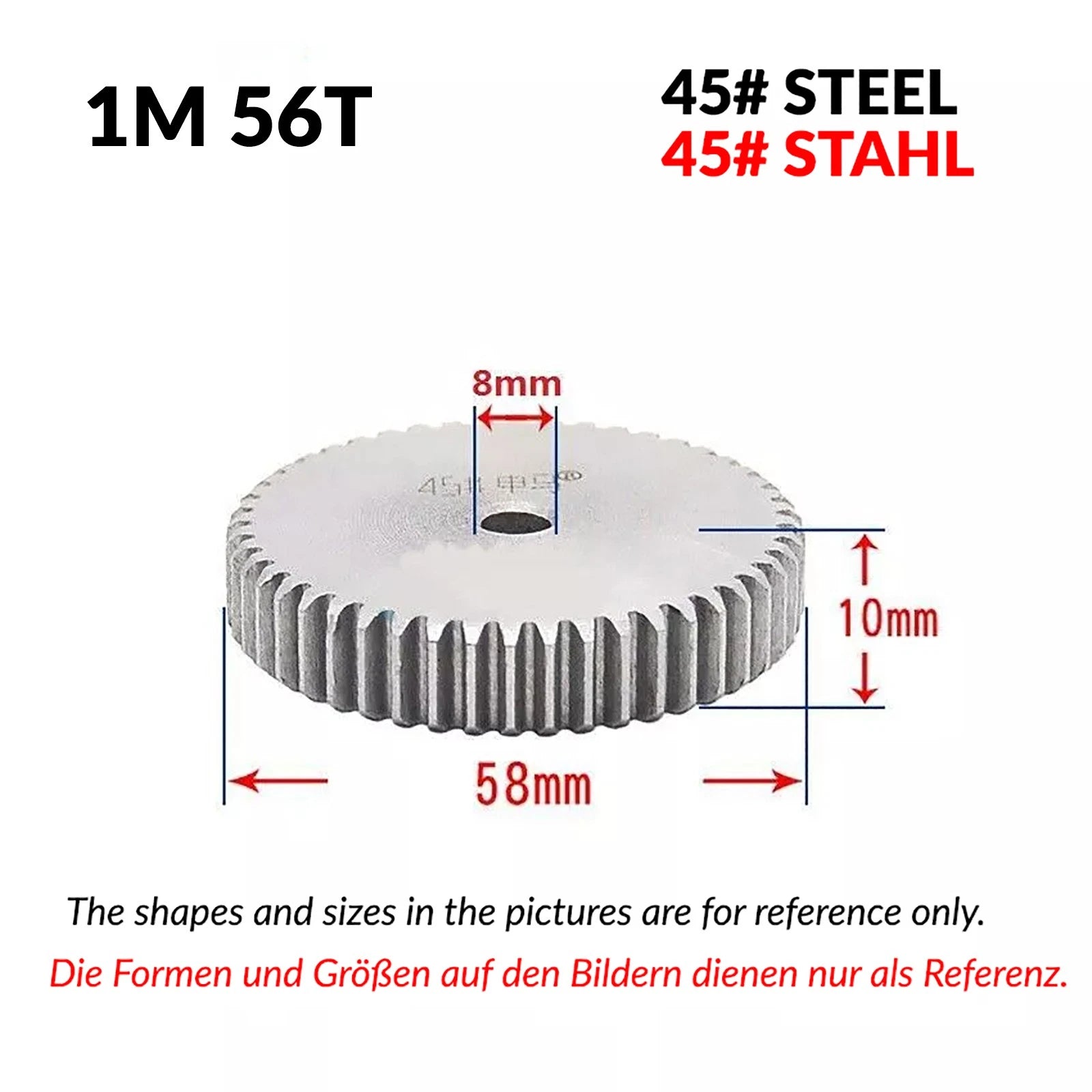 1/1.5/2 Mod 12T-150T Spur Gear 45# Steel Pinion Gear Thickn10-20mm Transmission