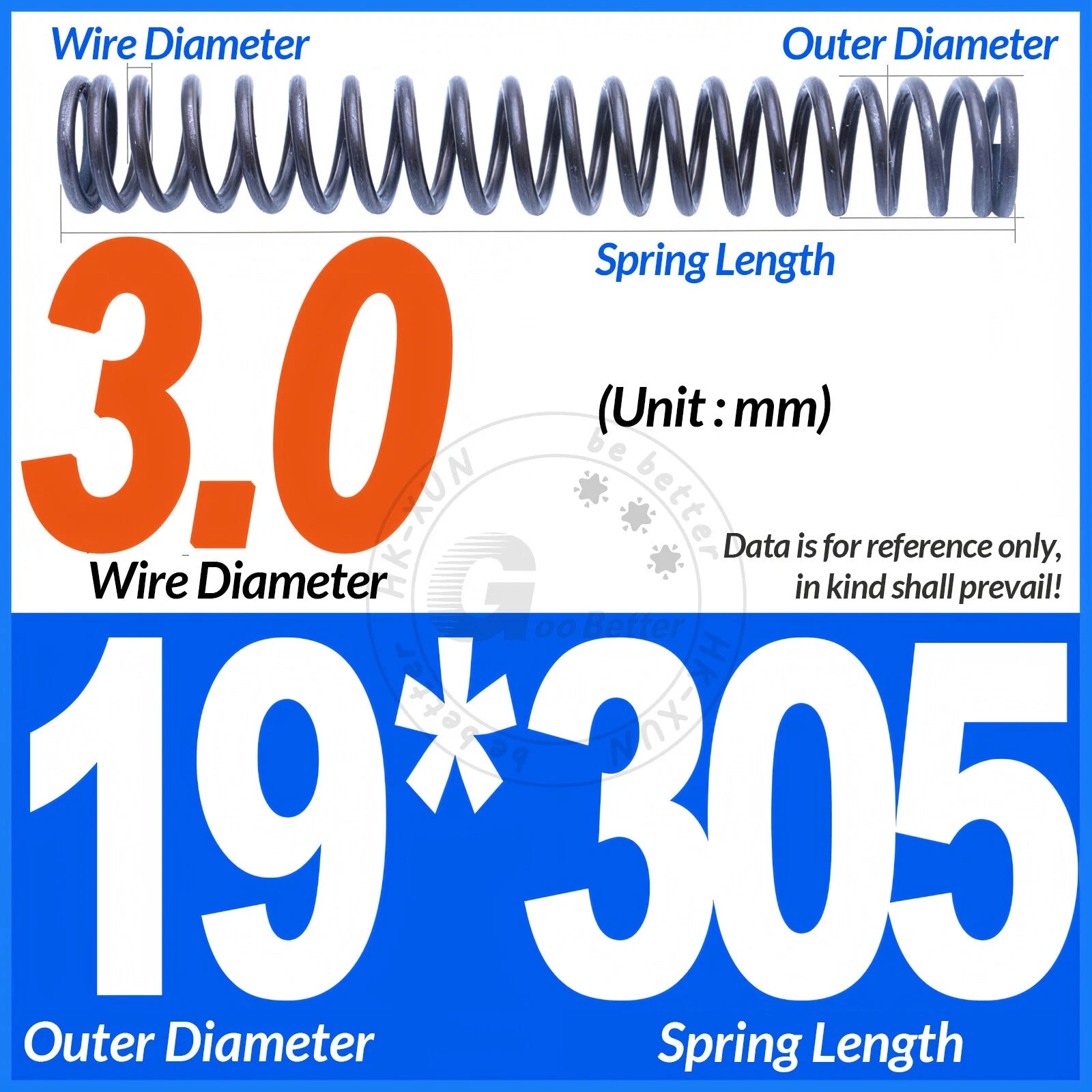 Length 305mm Compression Spring Pressure Springs OD 3-60mm Wire Dia 0.3mm-6.0mm