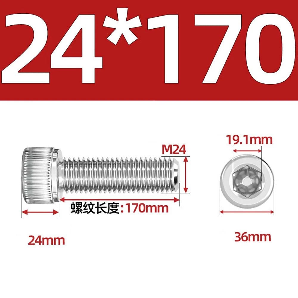 Socket Head Cap Screws – A2 Stainless Steel, M6 to M24, Hex Drive (DIN 912)