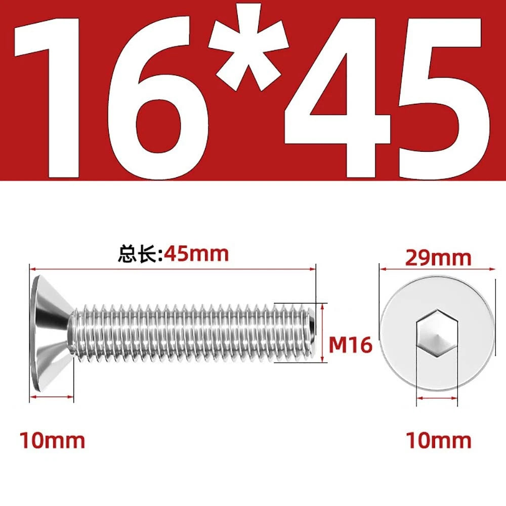 Countersunk Hex Socket Screws – A2 Stainless Steel, M2 to M16, DIN 7991, Fully Threaded