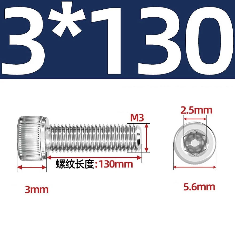 M3 M4 M5 Socket Head Cap Screws – A2 Stainless Steel, High Strength & Corrosion Resistant