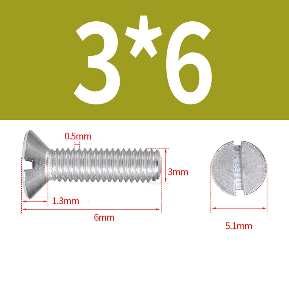 M1.6–M8 A2 Stainless Steel Flat Head Slotted Machine Screws | Countersunk Bolts