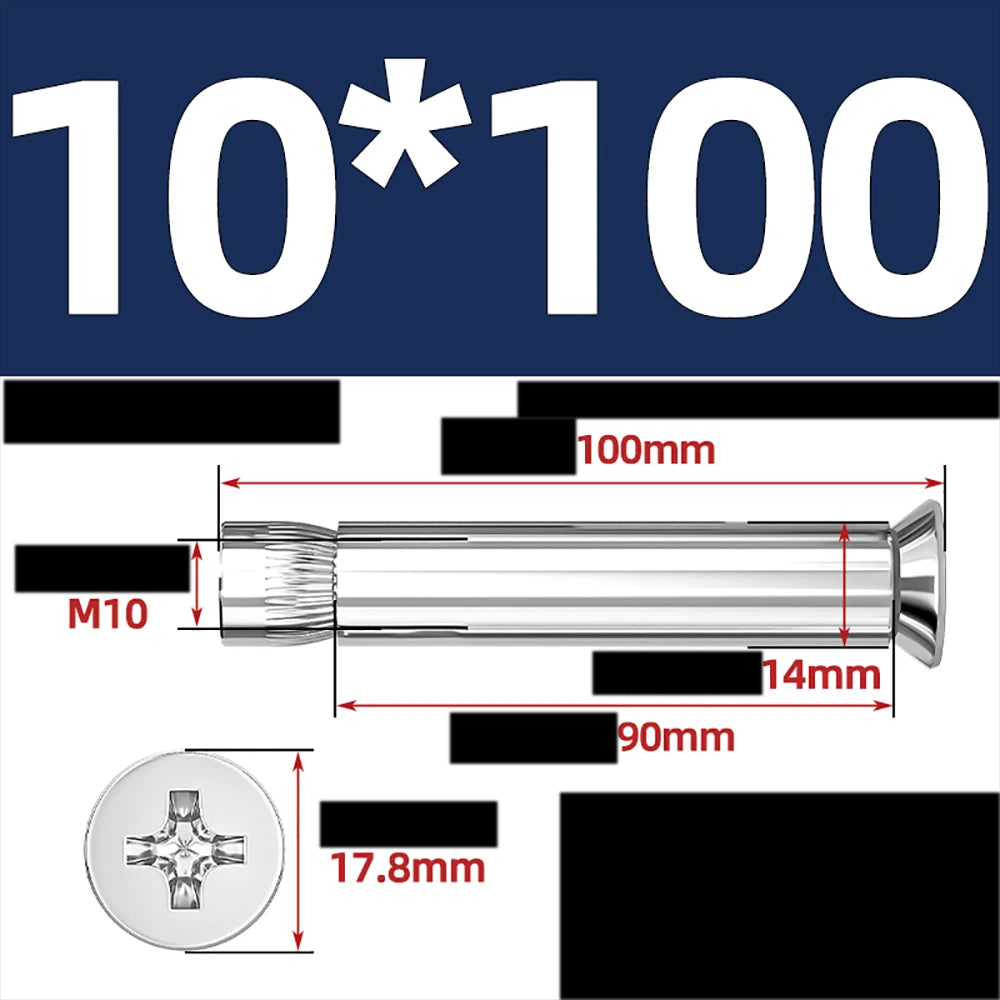 Sleeve Anchor Countersunk Phillips Expansion Bolts M6–M12 | 304/201 SS & Zinc
