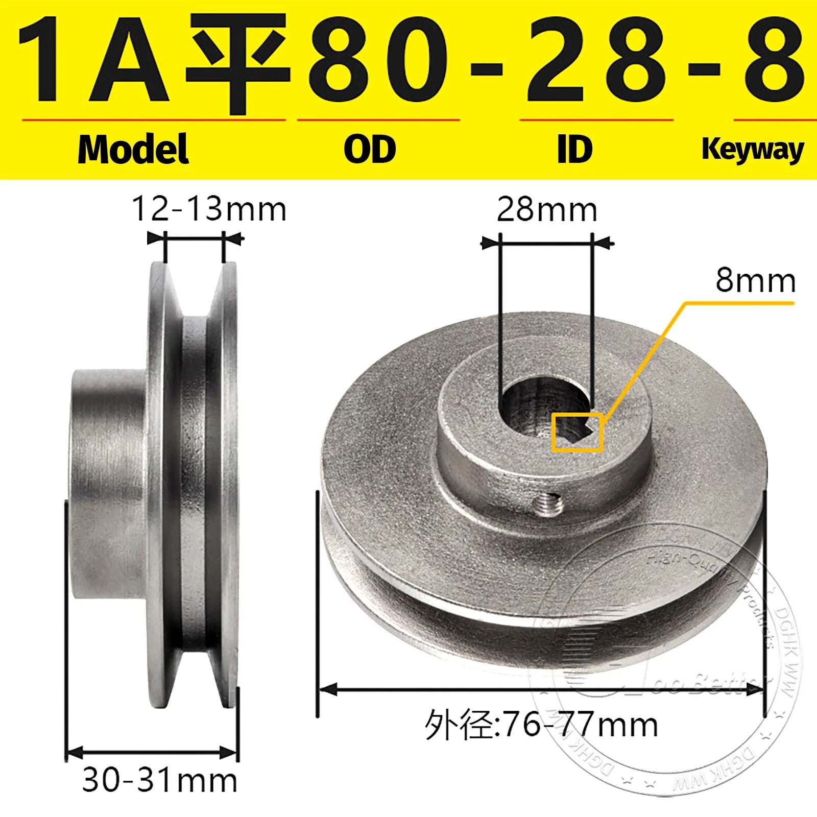 Cast Iron Drive Pulley Single Groove 1A Flat For A/V Belt Pulley OD 50mm-130mm