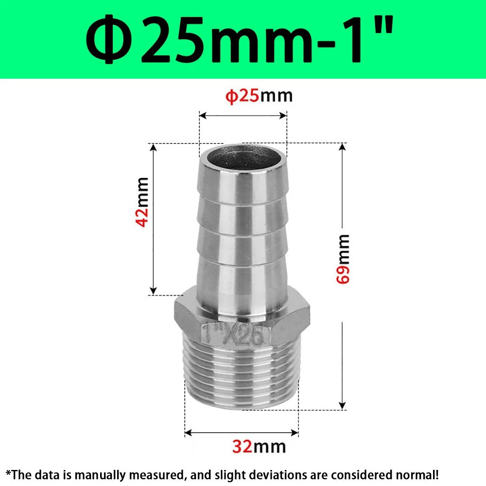 Male NPT Hose Barb Adapter Fittings – 316L Stainless Steel