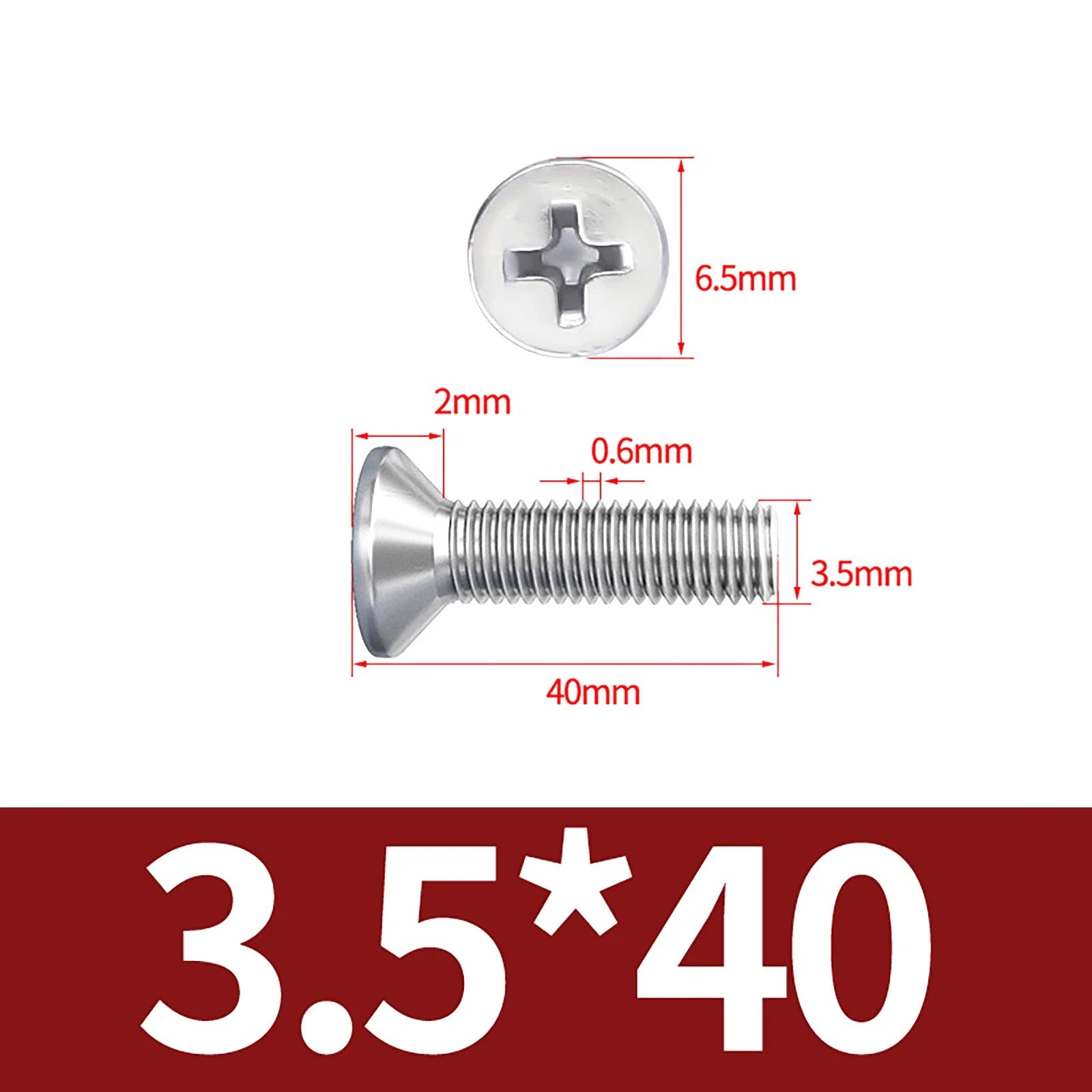 M3–M10 Phillips Countersunk Machine Screws – A2 Stainless Steel, Flat Head, Fully Threaded (3–100mm Overall Length)
