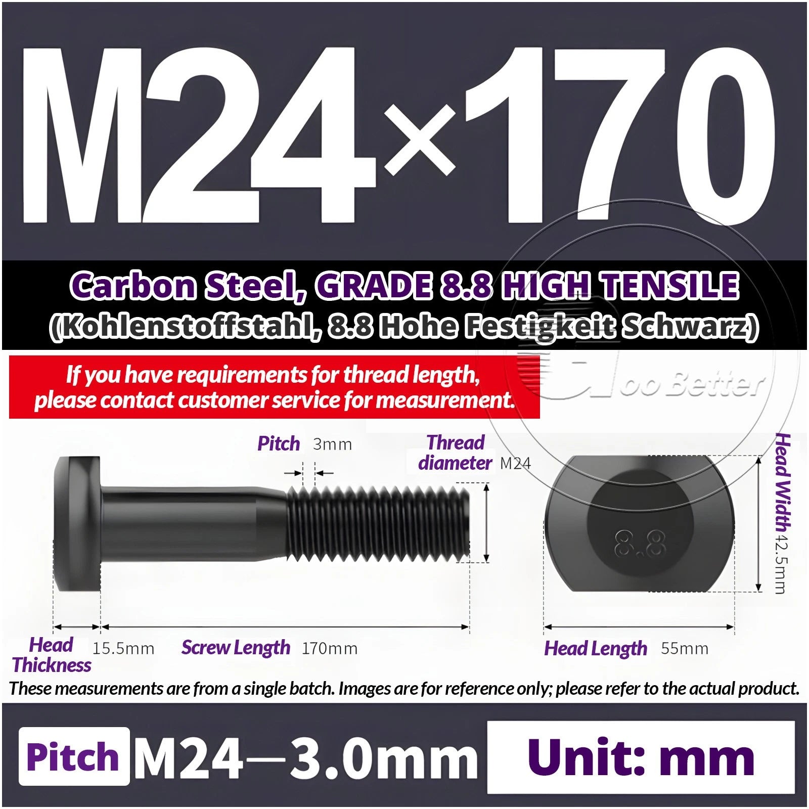 T-Slot Bolts M22 - M42 T Track Bolts 70mm to 500mm Long GRADE 8.8 HIGH TENSILE