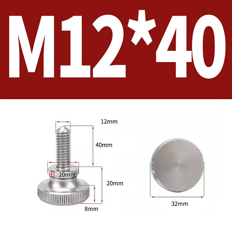 Knurled Thumb Screws Flat Round Head Grip Knob Adjustment Stainless Steel M8 M10