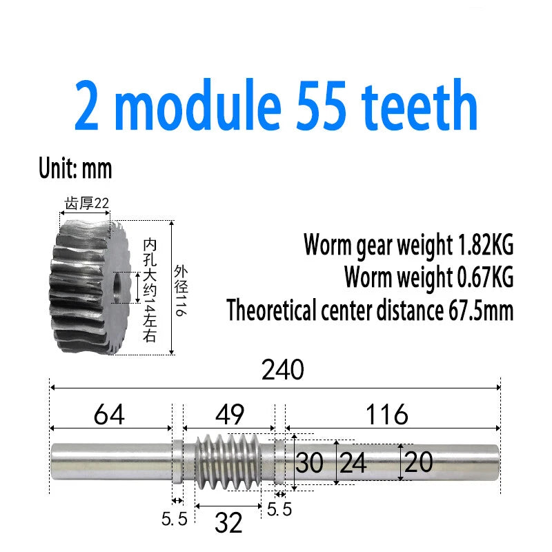 1/1.5/2/2.5/3/4 Module 15T to 100T Gear Steel Worm Wheel Gear & Worm Gear Shaft