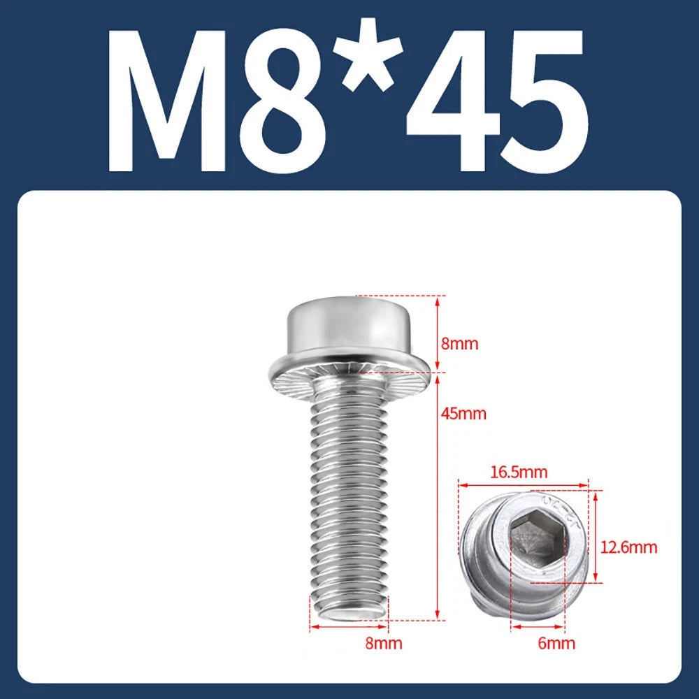 M5–M12 Flange Cap Head Hex Socket Screws – 304 Stainless Steel, Fully Threaded (8–60mm)