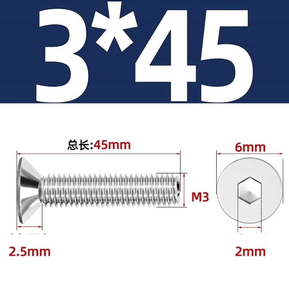 A4 Stainless Steel Countersunk Hex Socket Screws – Marine Grade, M2 to M16 (DIN 7991)